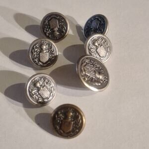 7 Vintage Mens Canterbury Blazer Buttons Knight Shield 1 Brass 6 Silver Tone